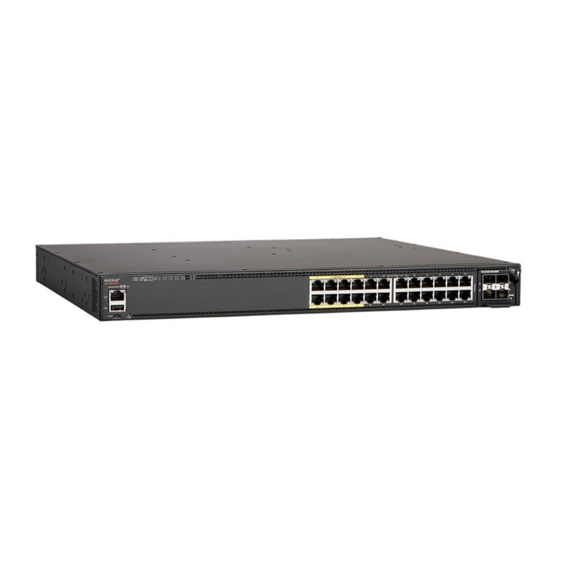 Ruckus  24-port 1 GbE switch PoE+, 3 modular slots for optional uplinks/stacking