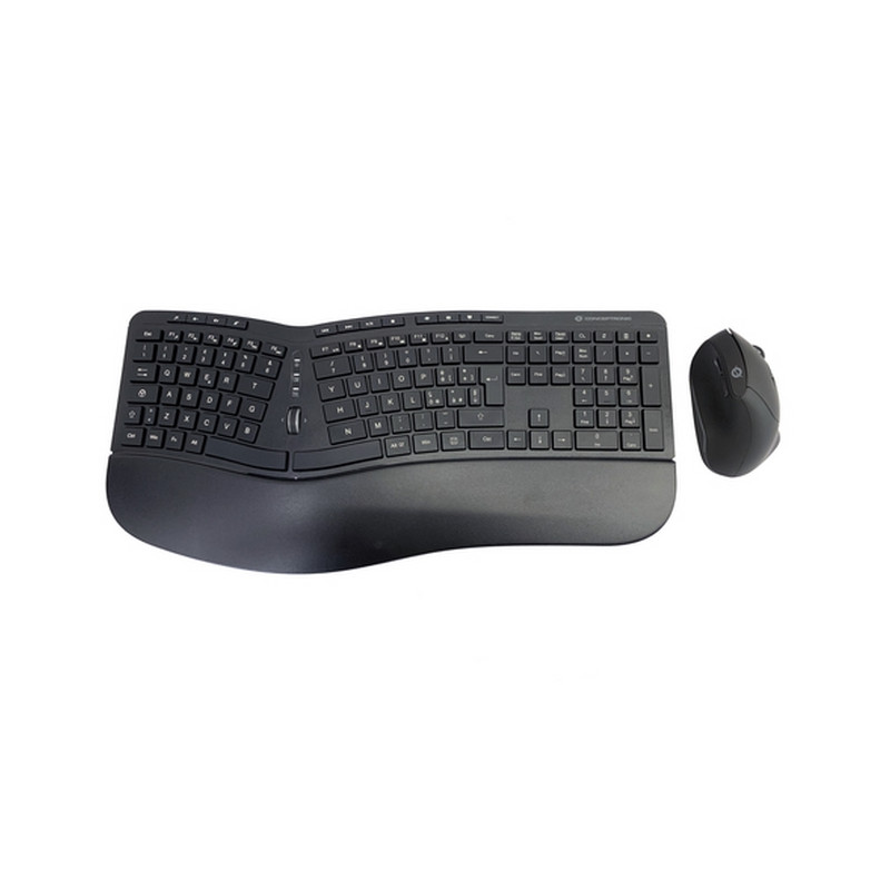 TASTIERA+MOUSE CORDLESS ERGONOMICI CONCEPTRONIC   RICEV. NANO-125TASTI,MOUSE DPI