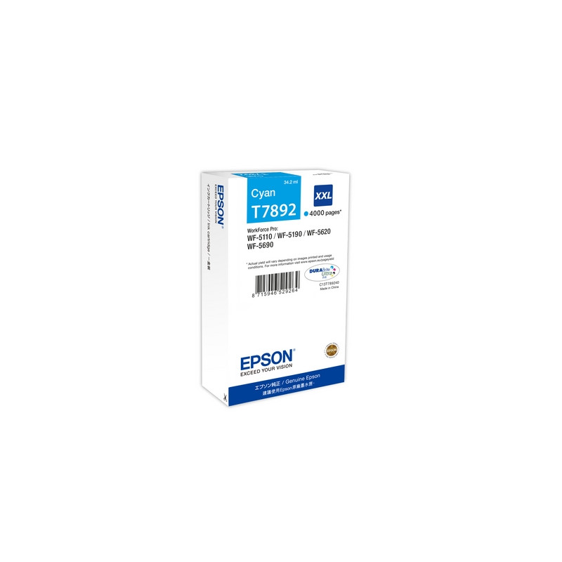 CARTUCCIA EPSON T7892 XXL  CIANO 4.000PG X WORKFORCE PRO WF-5110DW, WF-5190DW WF