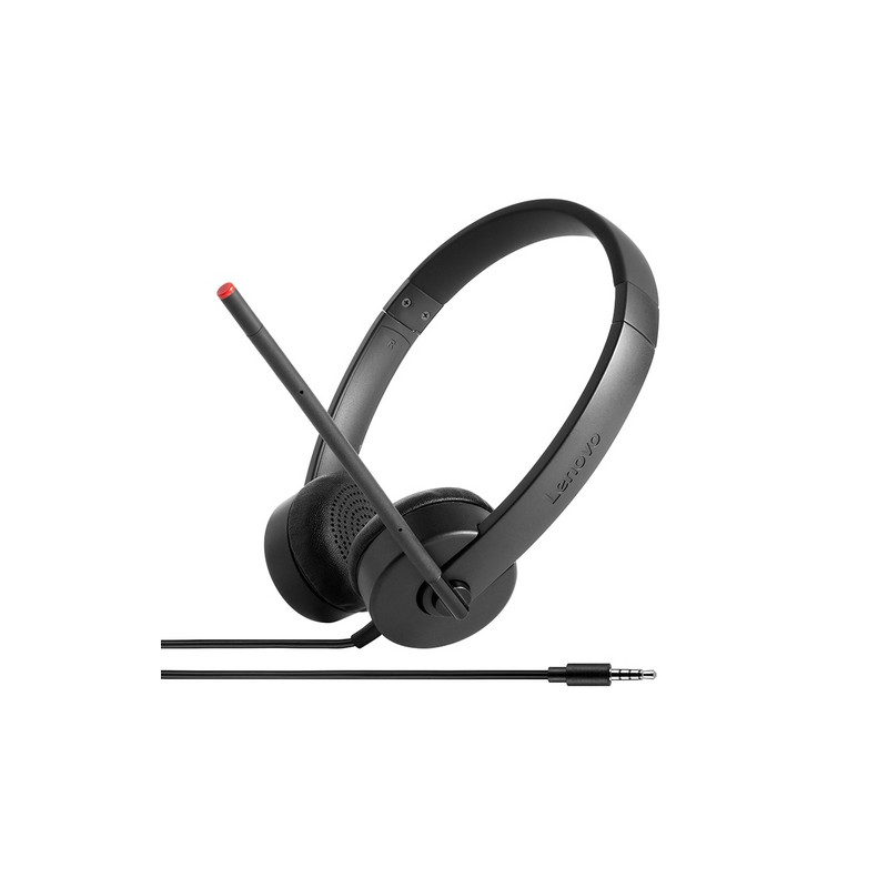 CUFFIE+MICROFONO LENOVO  ANALOGICHE BLACK CAVO 1,2MT 0,11KG PLUG-AND-PLAY FINO:3