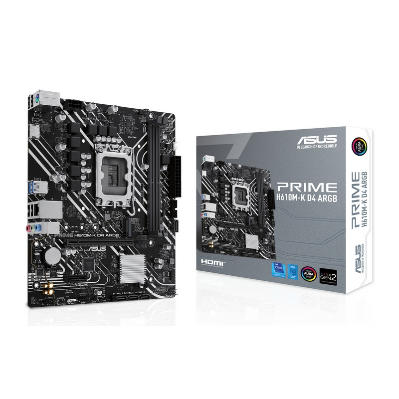 MB ASUS PRIME H610M-K D4 ARGB H610 LGA1700 2XDDR4DC-3200  HDMI 1XPCIE4.0X16 4XSA