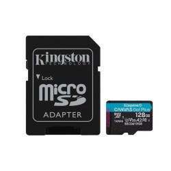 MICRO SECURE DIGITAL 128GB  CLASS10 U3 V30 + ADATTATORE READ:200MB/S CANVAS GO P
