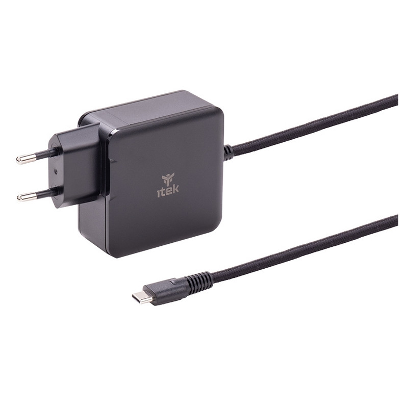 ALIMENTATORE UNIVERSALE ITEK  A MURO PER NOTEBOOK  E DISPOSITIVI USB-C, PD - 65W