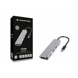 ADATTATORE HUB USB MULTIFUNZIONE 6 IN 1 CONCEPTRONIC  2X USB-A 3.0, USB-C PD (60