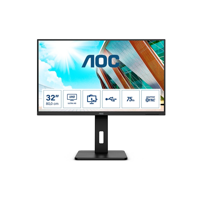 MONITOR AOC LCD VA LED 31.50" WIDE  4MS MM QHD 3000:1 BLACK 2XHDMI DP REG.ALTEZZ