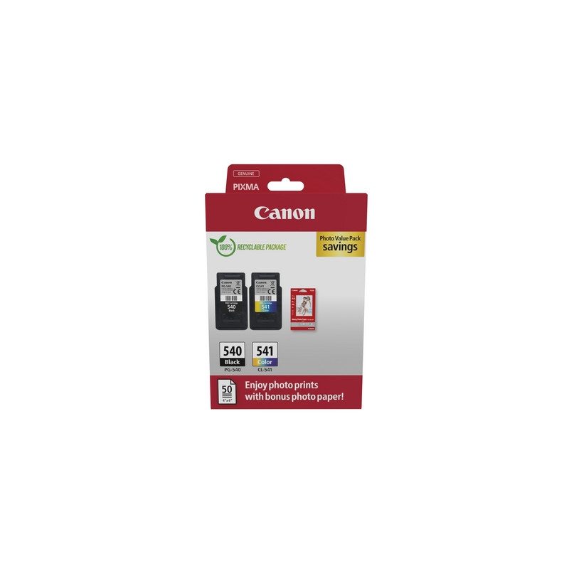 MULTIPACK CANON PG-540 + CL-541 + 50FG CARTA 10X15  X MG2150/MG2250/MG3150/MG365
